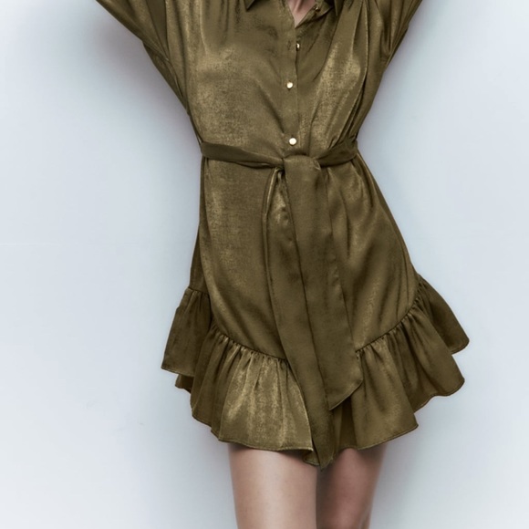 Zara satin effect shirt black dress - Picture 3 of 7